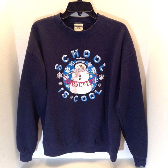 VTG Lee Heavyweight Crewneck Sweatshirt Adult L 90s Winter Snowman Graphic Ski - Picture 1 of 8